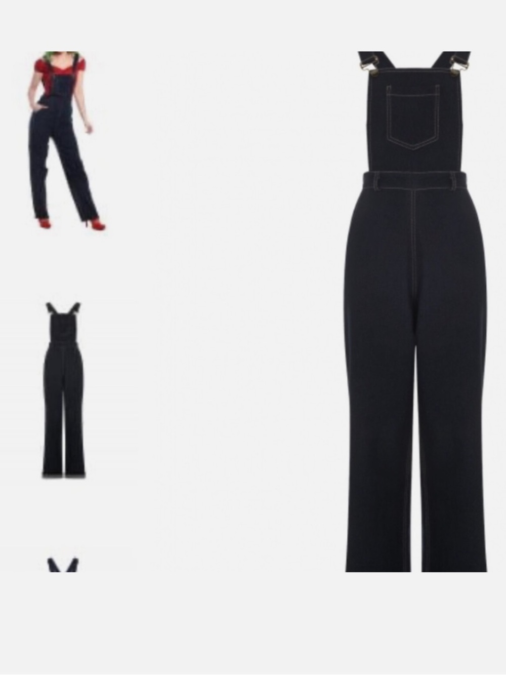 Collectif Pippa Dark Denim Dungarees Overalls Vintage Style Rockabilly small
